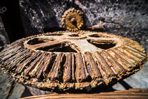 Preview: Old, rusty equipment from the history of sulphur mining on White Island Volcano, Bay of Plenty, Nort