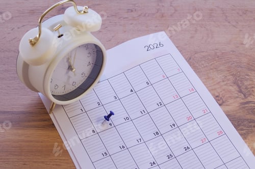 Preview: notebook, alarm clock, and school supplies concept of education and school.