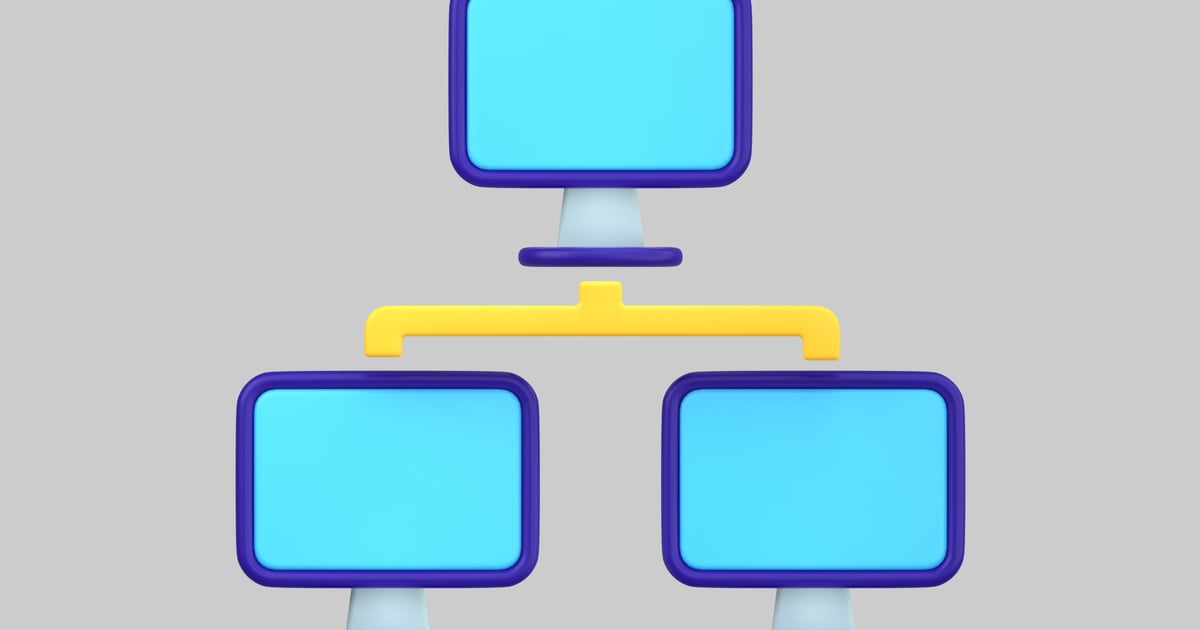 Network computers connection 3D, Incl. computer & connection - Envato