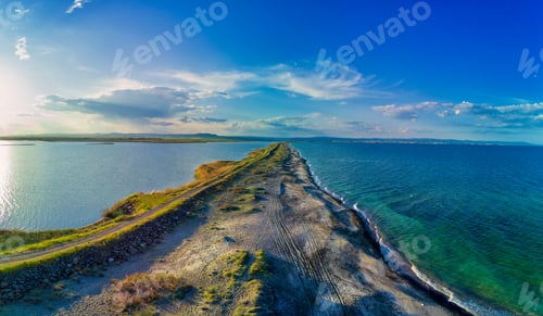 Preview: Panorama of the view from a height on the coast washed by the Black sky in Bulgaria