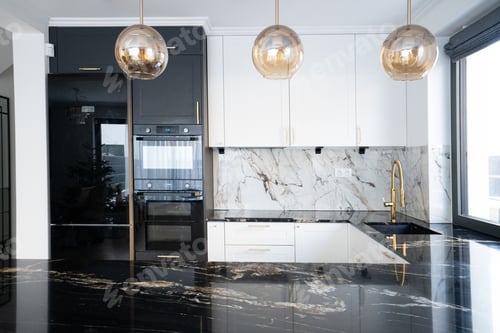 Preview: white and black modern kitchen room