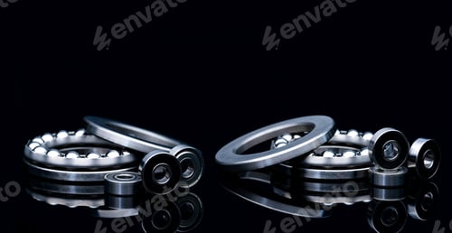 Preview: Stainless steel thrust ball bearing. Set of thrust ball bearing and shiny silver ball bearing. Spare