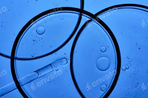 Preview: Petri dishes with PDRN on a blue background.