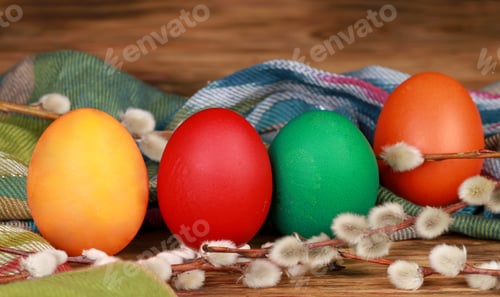 Preview: Closeup high angle shot of colorful Easter eggs