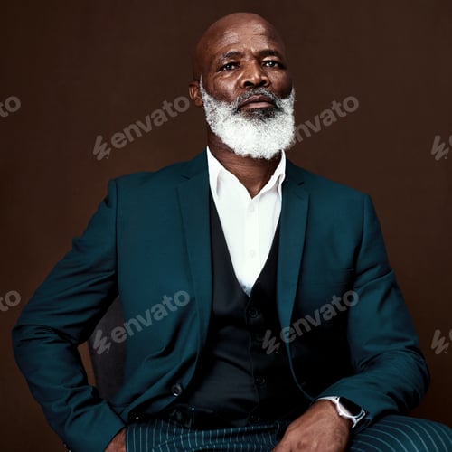 Preview: Studio shot of a mature businessman posing against a brown background