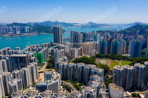 Preview: Tai Koo, Hong Kong 22 September 2019: Top view of Hong Kong cityscape