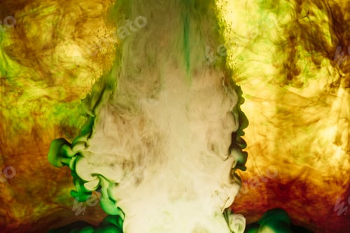 Preview: full frame of yellow and green paint splashes and swirls