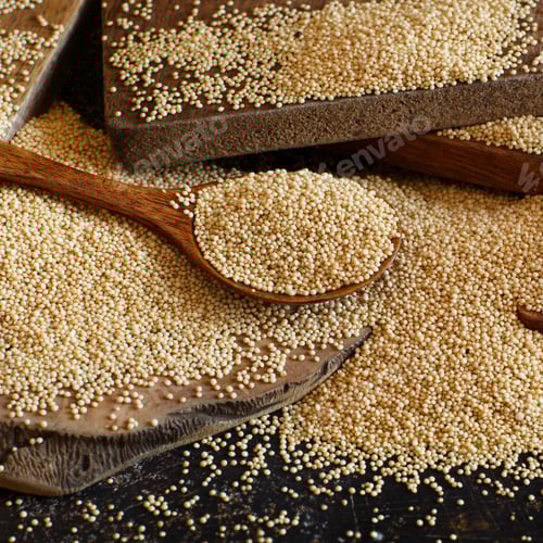 Preview: Amaranth Seeds on Wooden Spoon and Cutting Board