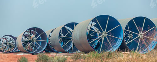 Preview: Steel Large diameter pipes are stacked in an industrial factory at construction site