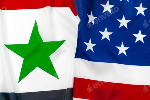 Preview: Flag of Syria and flag of United States of America together