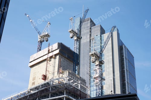 Preview: LONDON - MAY, 2017: Cranes working on construction