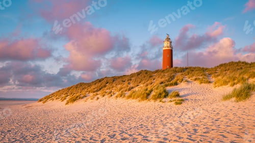 Preview: exel lighthouse during sunset Netherlands Dutch Island Texel