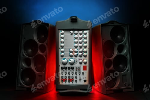 Preview: Stereo audio system with large speakers and amplifier