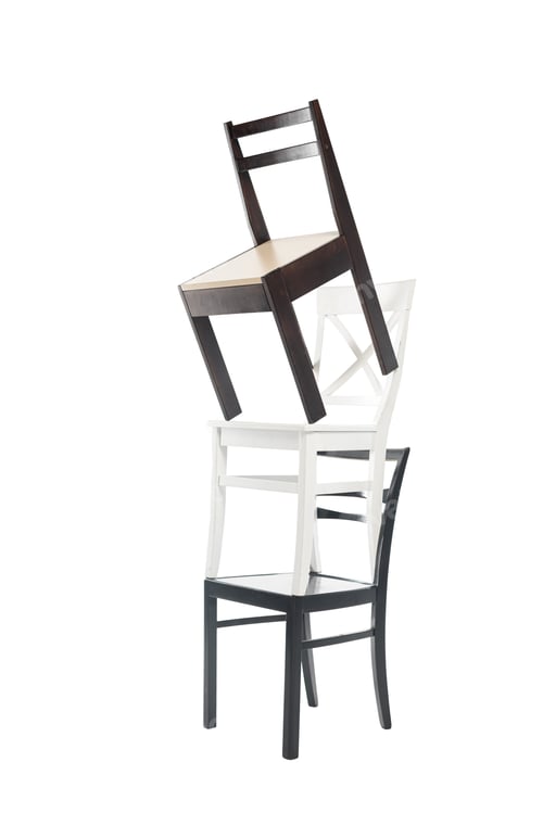 Preview: Three modern wooden chairs isolated on white