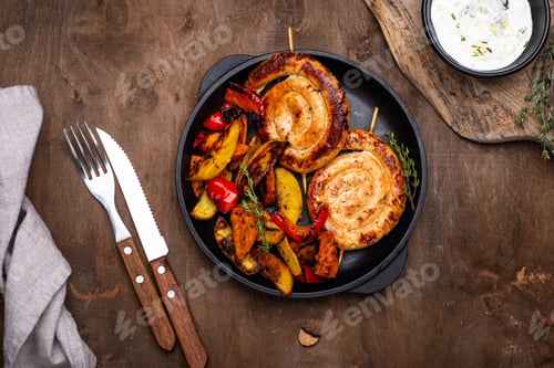 Preview: Baked chicken sausages with vegetables