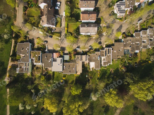 Preview: Aerial view of urban city with houses in Germany