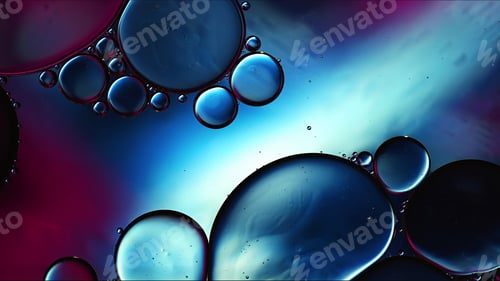 Preview: Abstract Colorful Food Oil Drops Bubbles and spheres Flowing on Water Surface