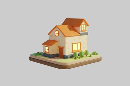 Preview: Miniature Residence with Red and Brown Roof