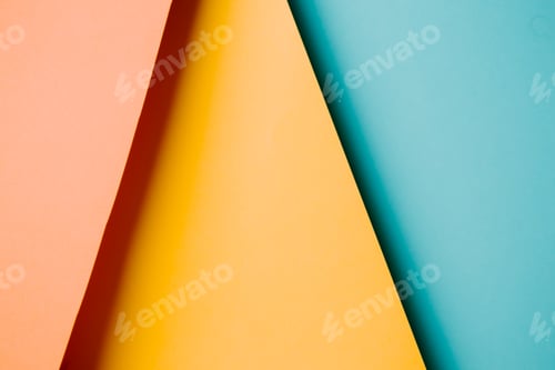 Preview: Colorful and minimalist background with pink, yellow,blue and orange pastel colors copy space