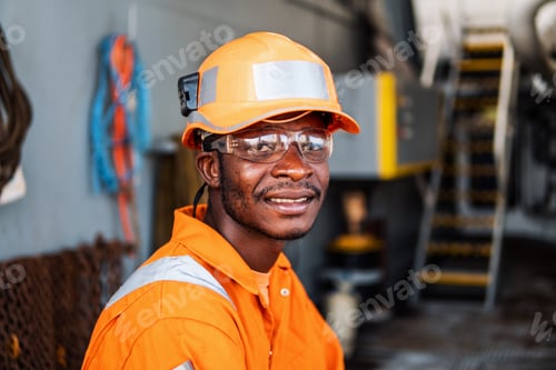 Preview: happy Seaman AB or Bosun on deck of vessel or ship