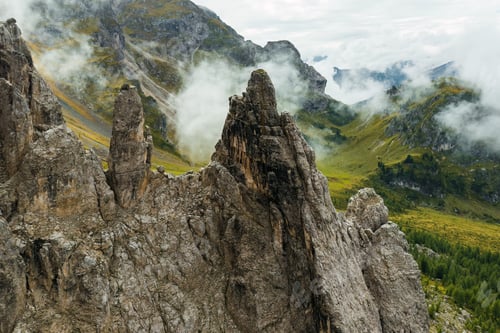 Preview: Mountain valley with meadows near Giau pass in Dolomites