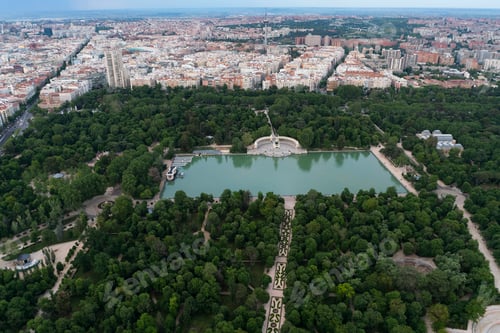 Preview: Air view of Retiro Park in Madrid, Spain