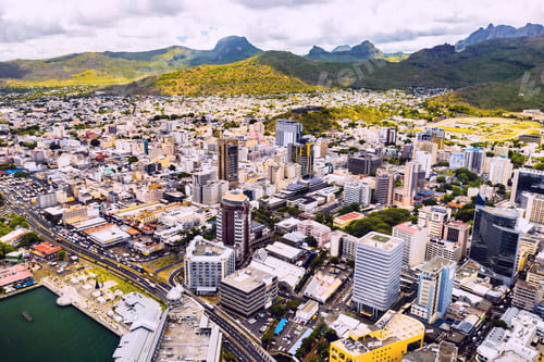 Preview: Aerial view of the city of Port-Louis, Mauritius, Africa