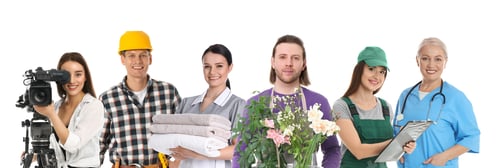 Preview: Career choice. People of different professions on white background, banner design