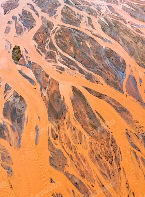 Preview: aerial view of orange riverbed