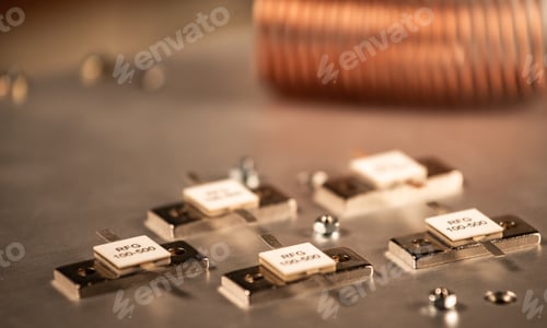 Preview: Close-up of five metal plates on a large iron case