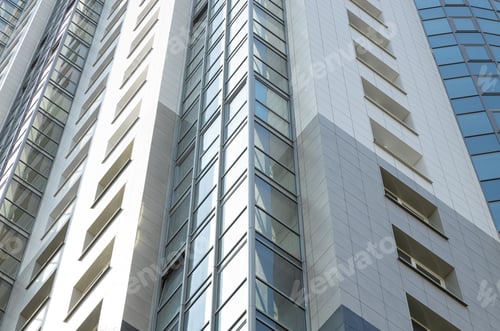 Preview: Tiled modern design apartment building, ground view