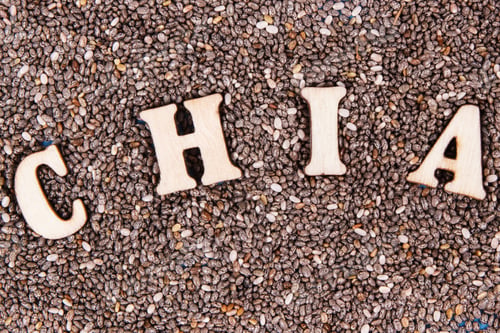 Preview: Chia seeds, concept of healthy food containing natural vitamins, fiber and minerals