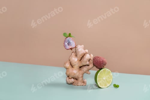 Preview: Balancing ginger, lime, lychee vitamins supply. Trendy