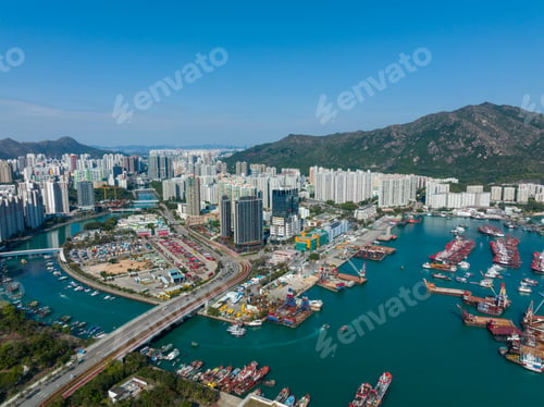 Preview: Aerial view of Hong Kong residential district in new territories west