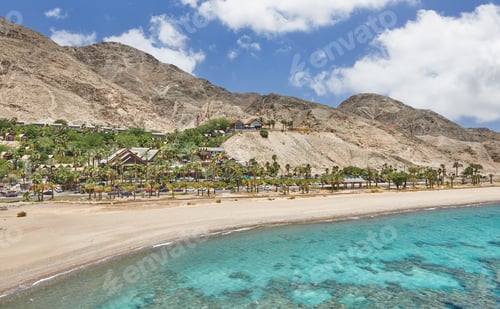 Preview: Coastline with mountains and hotels along the Red Sea in Eilat