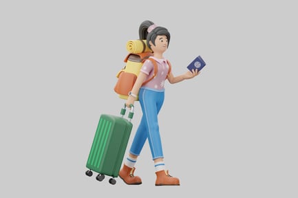 Preview: Female traveler with luggage