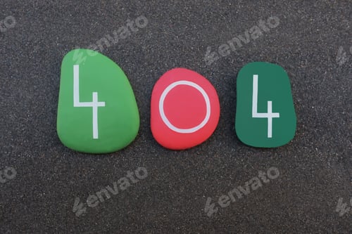Preview: 404, Hypertext Transfer Protocol standard response code composed with stone colored numbers
