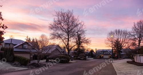 Preview: View of Residential Suburban Neighborhood Street in a modern city