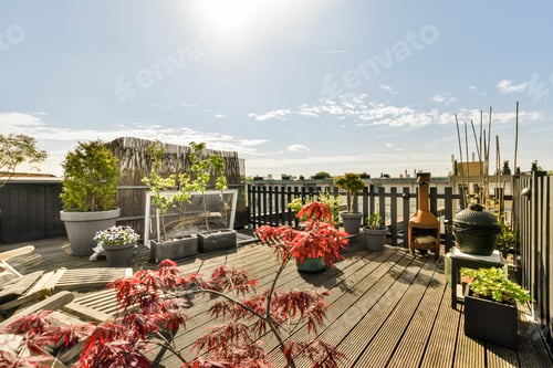 Preview: Bright balcony with chair and door