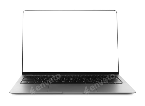 Preview: Laptop with blank screen isolated on white. Mockup for design