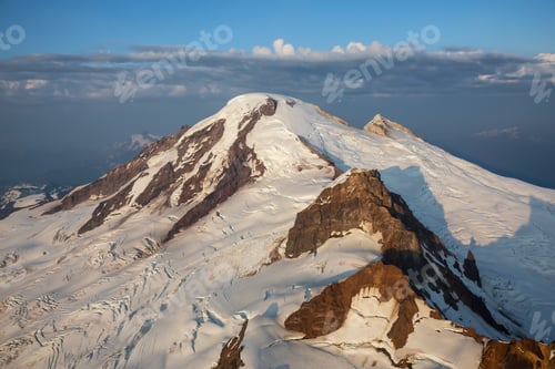 Preview: Aerial landscape view of the Mount Baker during a vibrant summer sunset