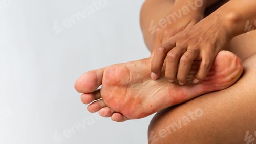 Preview: Cropped of afro girl scratching her itchy foot