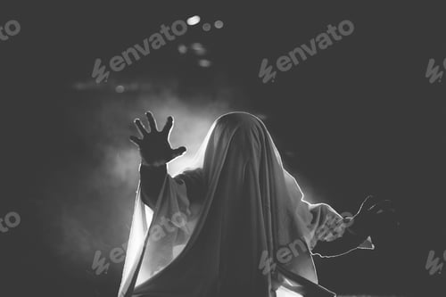 Preview: Scary ghost in dark, spooky halloween night