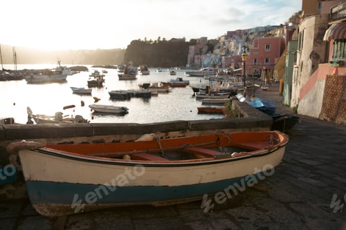Preview: Beautiful fishing village, Marina Corricella on Procida Island, Bay of Naples, Italy.