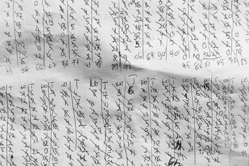 Preview: Handwritten Mathematical Calculations and Potential Cypher on Paper