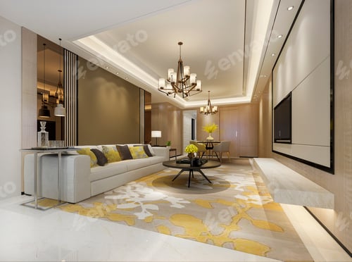 Contemporary Living Room Interior with Stylish Furniture