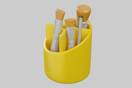Preview: Paintbrushes in a yellow container