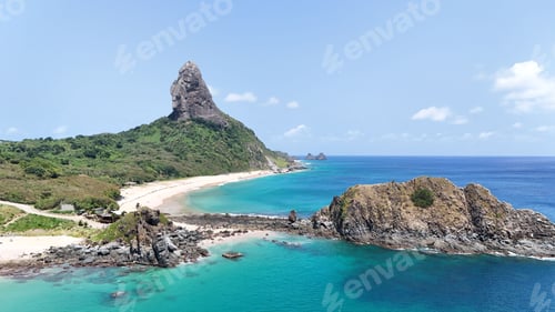 Preview: Aerial view of Fernando de Noronha with Morro do Pico.