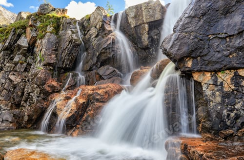Preview: Beautiful waterfall in mountain tundra