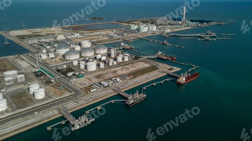 Preview: Oil and gas refinery plant form industry zone, Aerial view oil and gas Industrial.